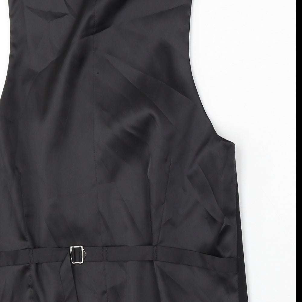 Greenwoods Elite Mens Black Polyester Jacket Suit Waistcoat Size M