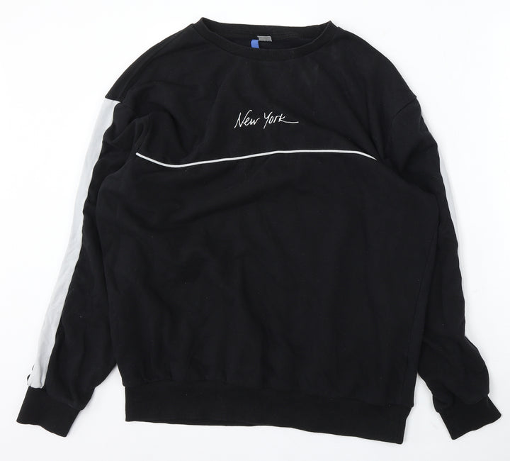 Divided Mens Black Cotton Pullover Sweatshirt Size L - New york