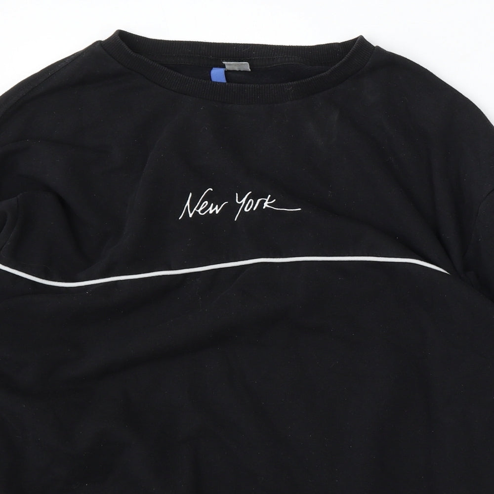 Divided Mens Black Cotton Pullover Sweatshirt Size L - New york