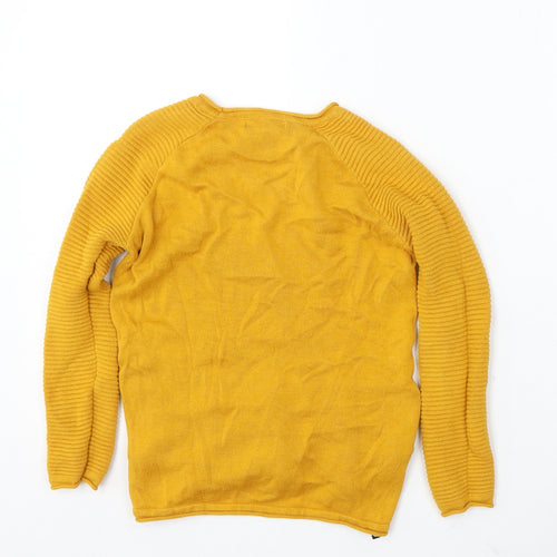 Primark Girls Yellow Round Neck Cotton Pullover Jumper Size 5-6 Years