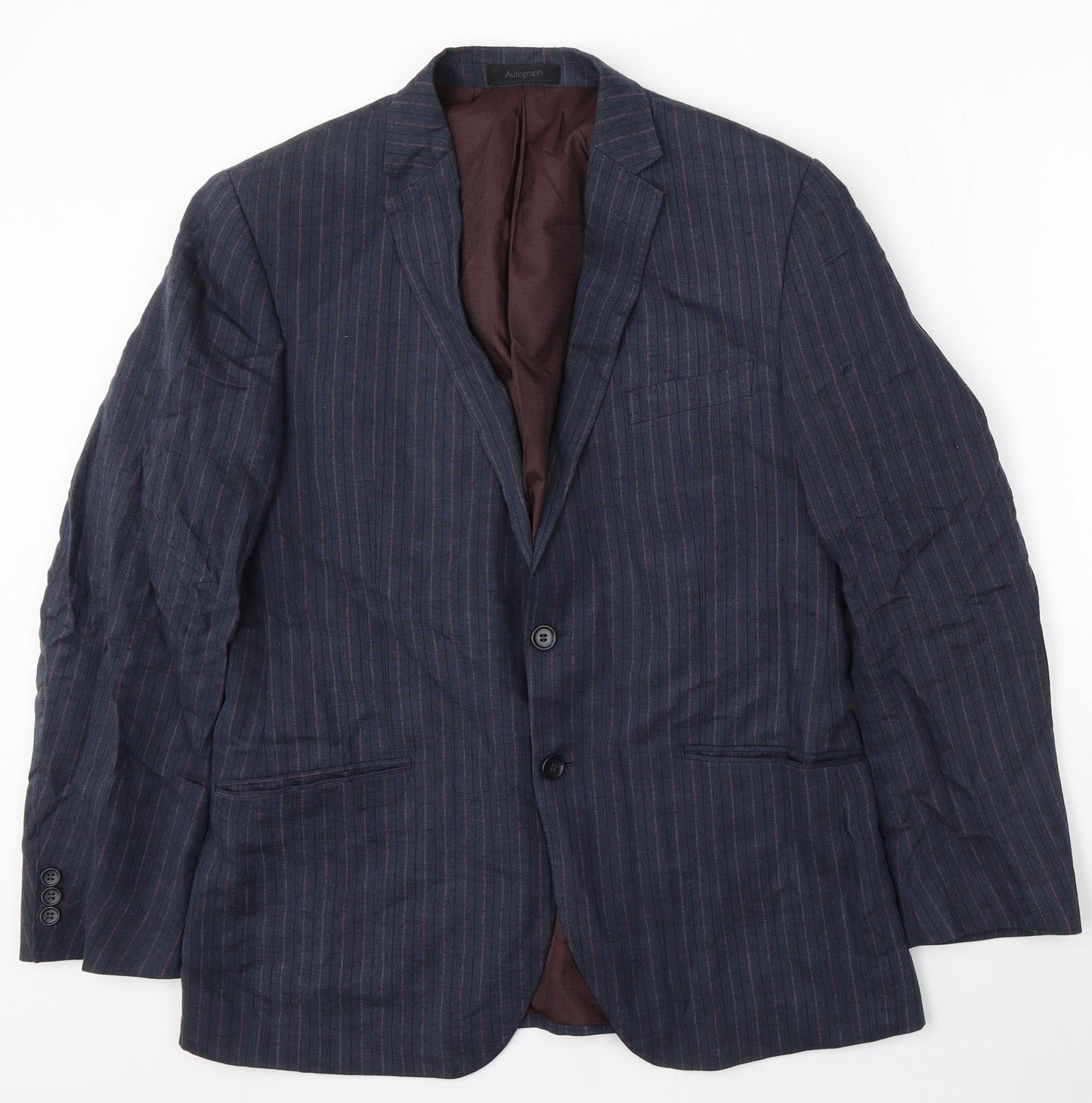 Marks and Spencer Mens Blue Linen Jacket Suit Size 42