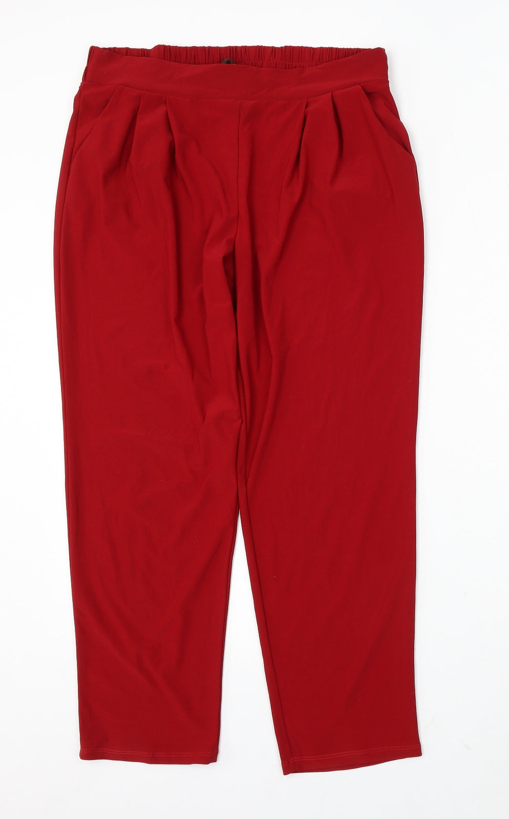 Forever Womens Red Polyester Trousers Size 16 L27 in Regular