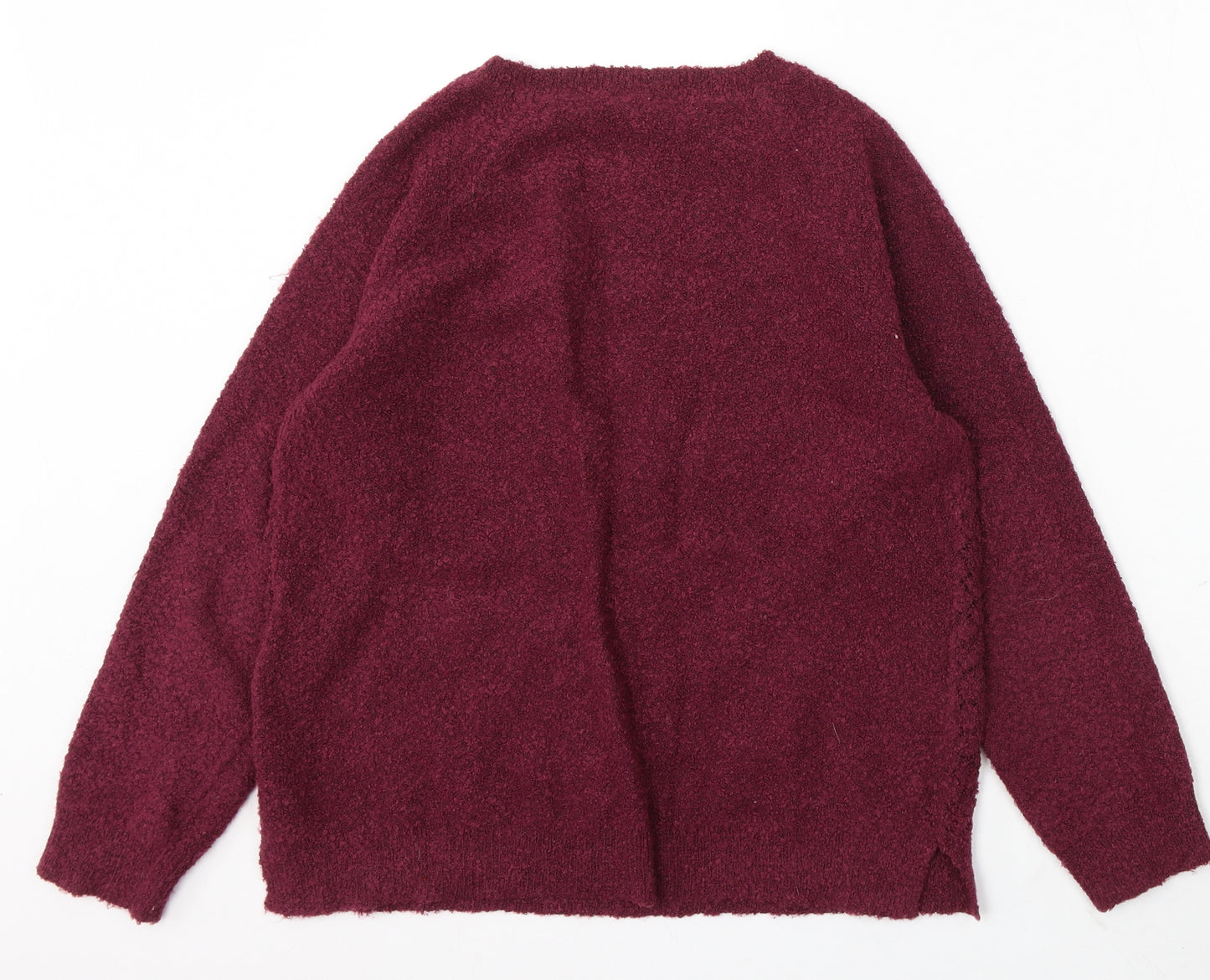 M&Co Womens Purple Round Neck Acrylic Pullover Jumper Size 14