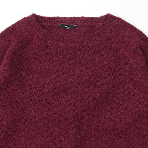 M&Co Womens Purple Round Neck Acrylic Pullover Jumper Size 14