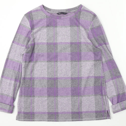 Marks and Spencer Womens Multicoloured Round Neck Plaid Polyester Pullover Jumper Size 10