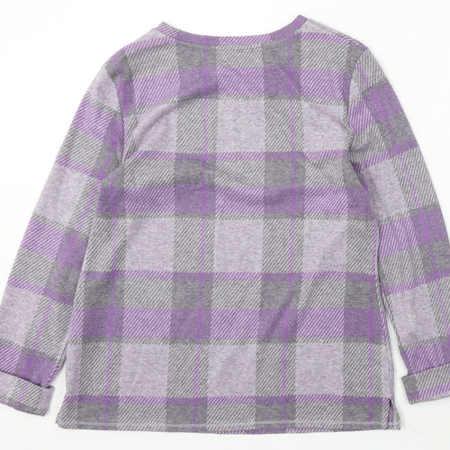Marks and Spencer Womens Multicoloured Round Neck Plaid Polyester Pullover Jumper Size 10