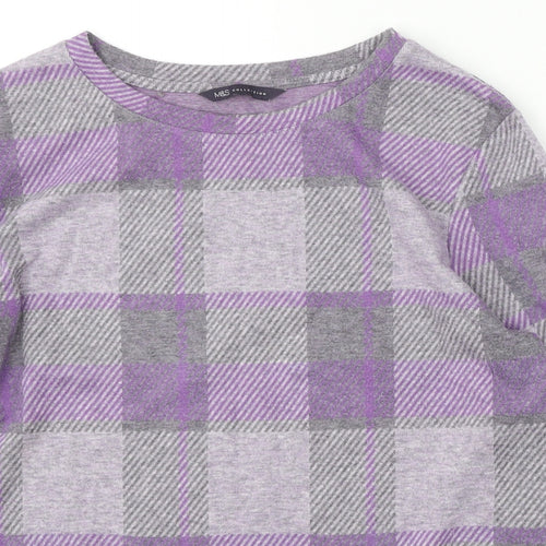 Marks and Spencer Womens Multicoloured Round Neck Plaid Polyester Pullover Jumper Size 10