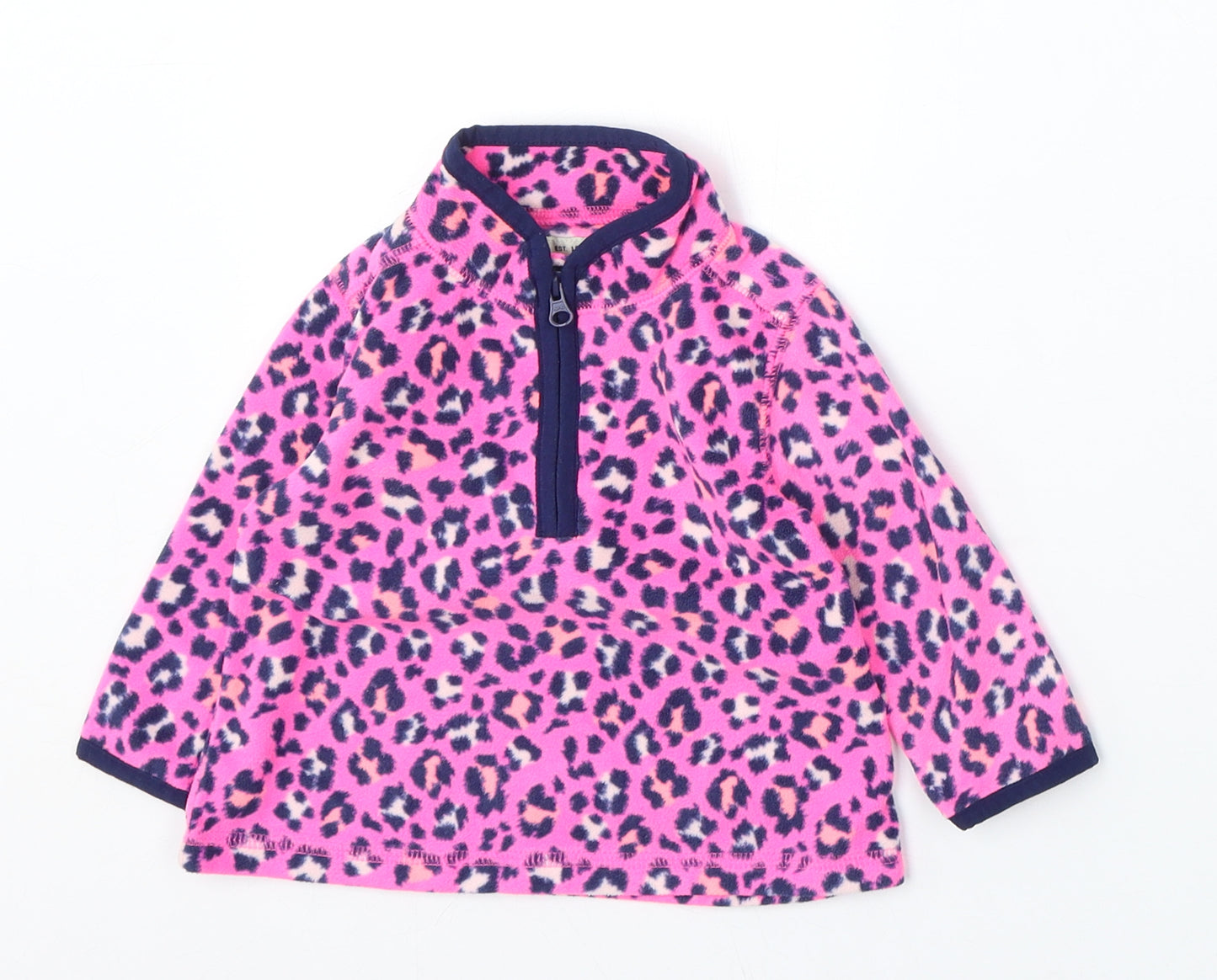 Oshkosh Girls Pink Animal Print Polyester Pullover Jumper Size 12-18 Months Snap