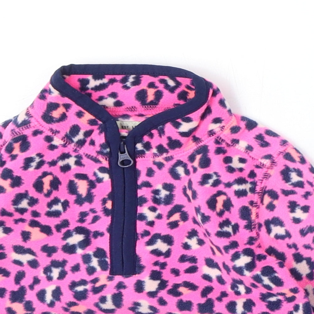 Oshkosh Girls Pink Animal Print Polyester Pullover Jumper Size 12-18 Months Snap