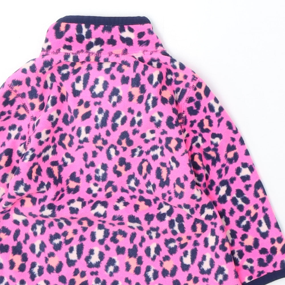 Oshkosh Girls Pink Animal Print Polyester Pullover Jumper Size 12-18 Months Snap