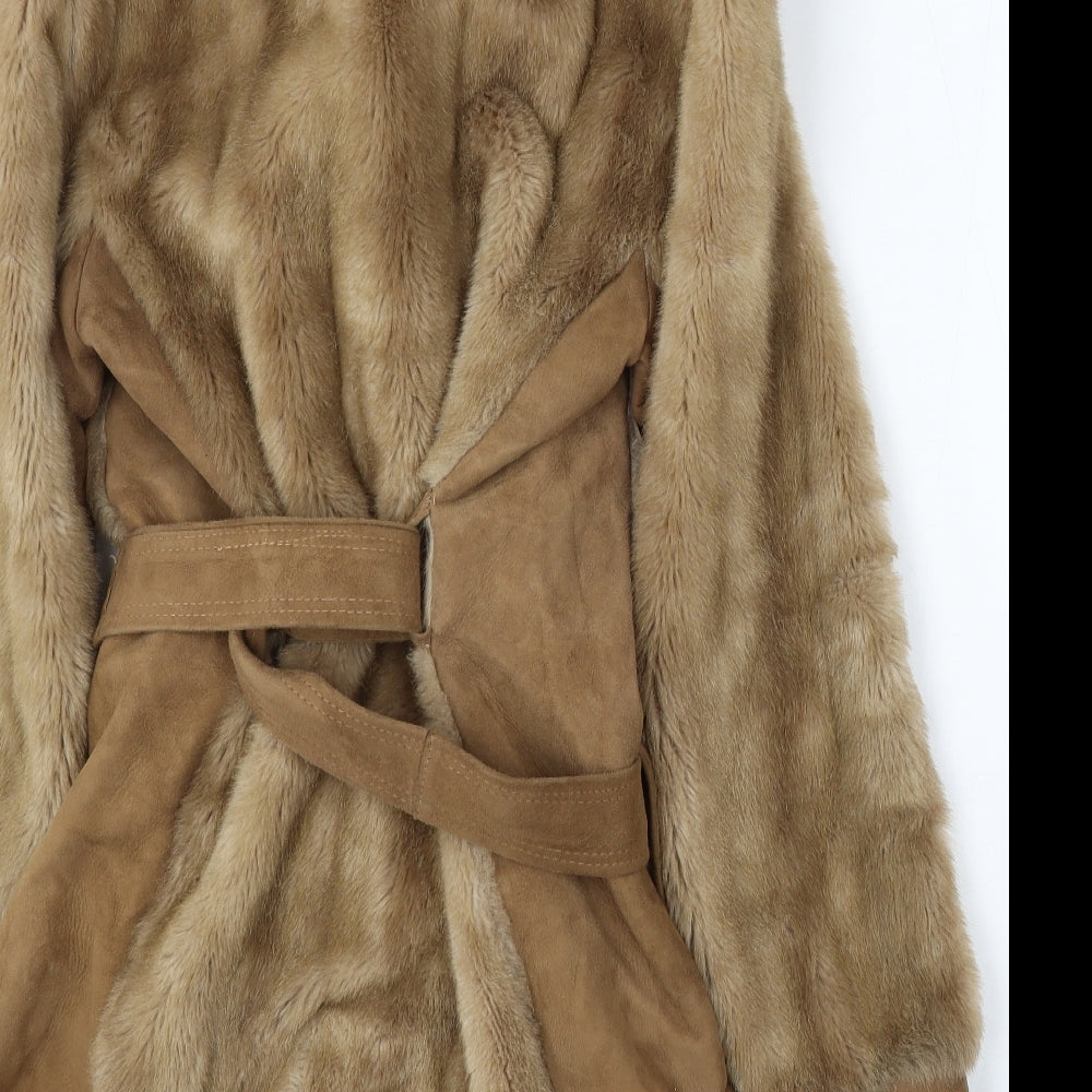 Tissavel of France Womens Brown Jacket Size S Tie - Faux Fur