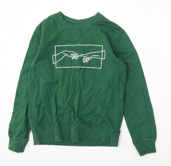 Preworn Boys Green Polyester Pullover Sweatshirt Size S
