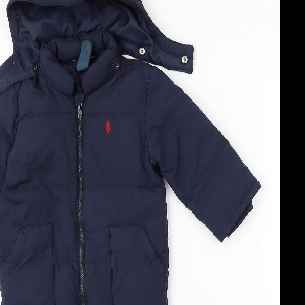 Polo Ralph Lauren Boys Blue Basic Jacket Snowsuit Size 24 Months Zip