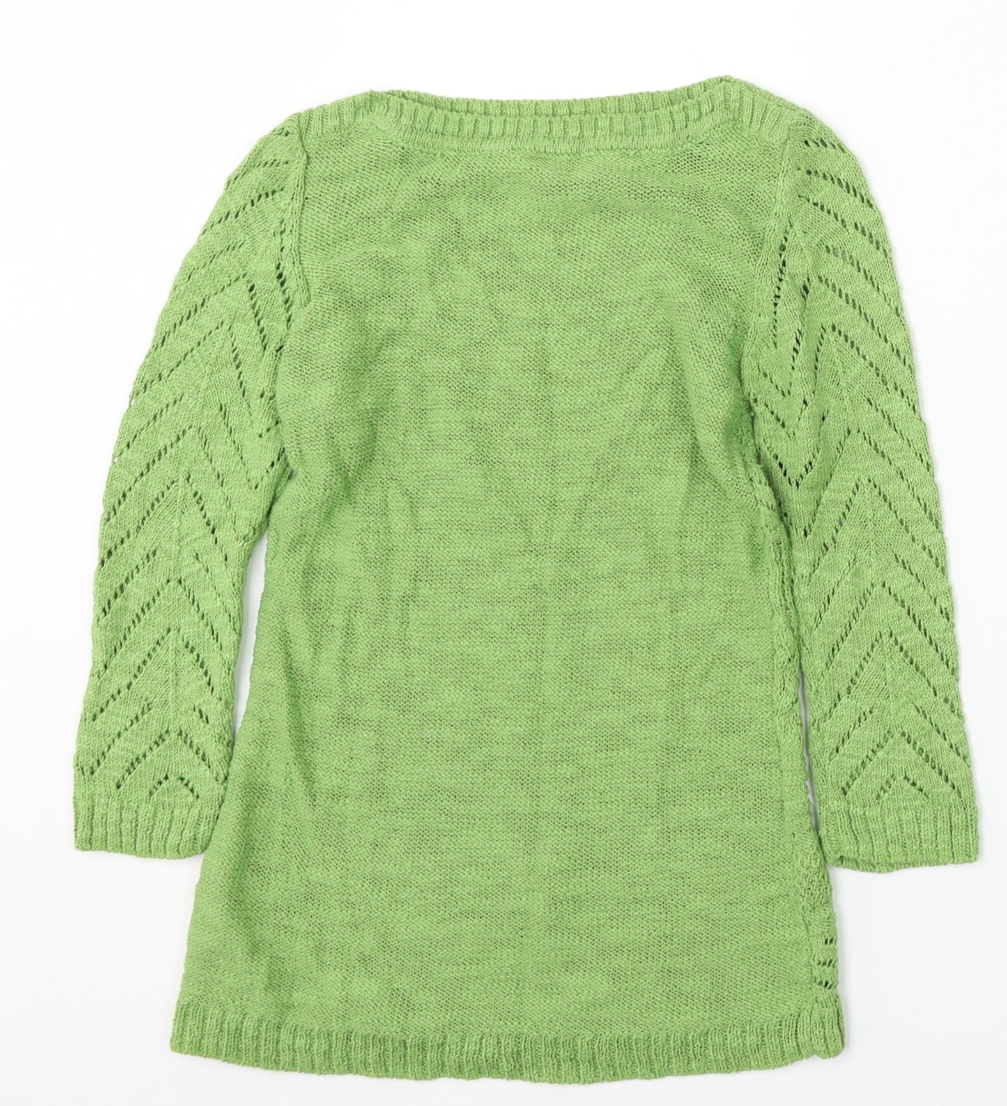 Per Una Womens Green Boat Neck Acrylic Pullover Jumper Size 8