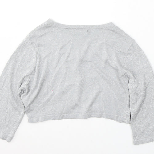 VILA Womens Silver V-Neck Viscose Cardigan Jumper Size M