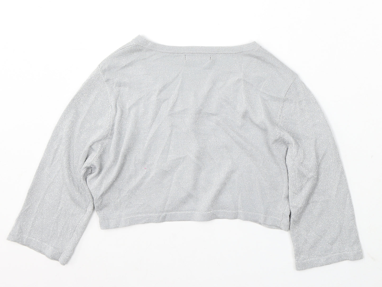 VILA Womens Silver V-Neck Viscose Cardigan Jumper Size M
