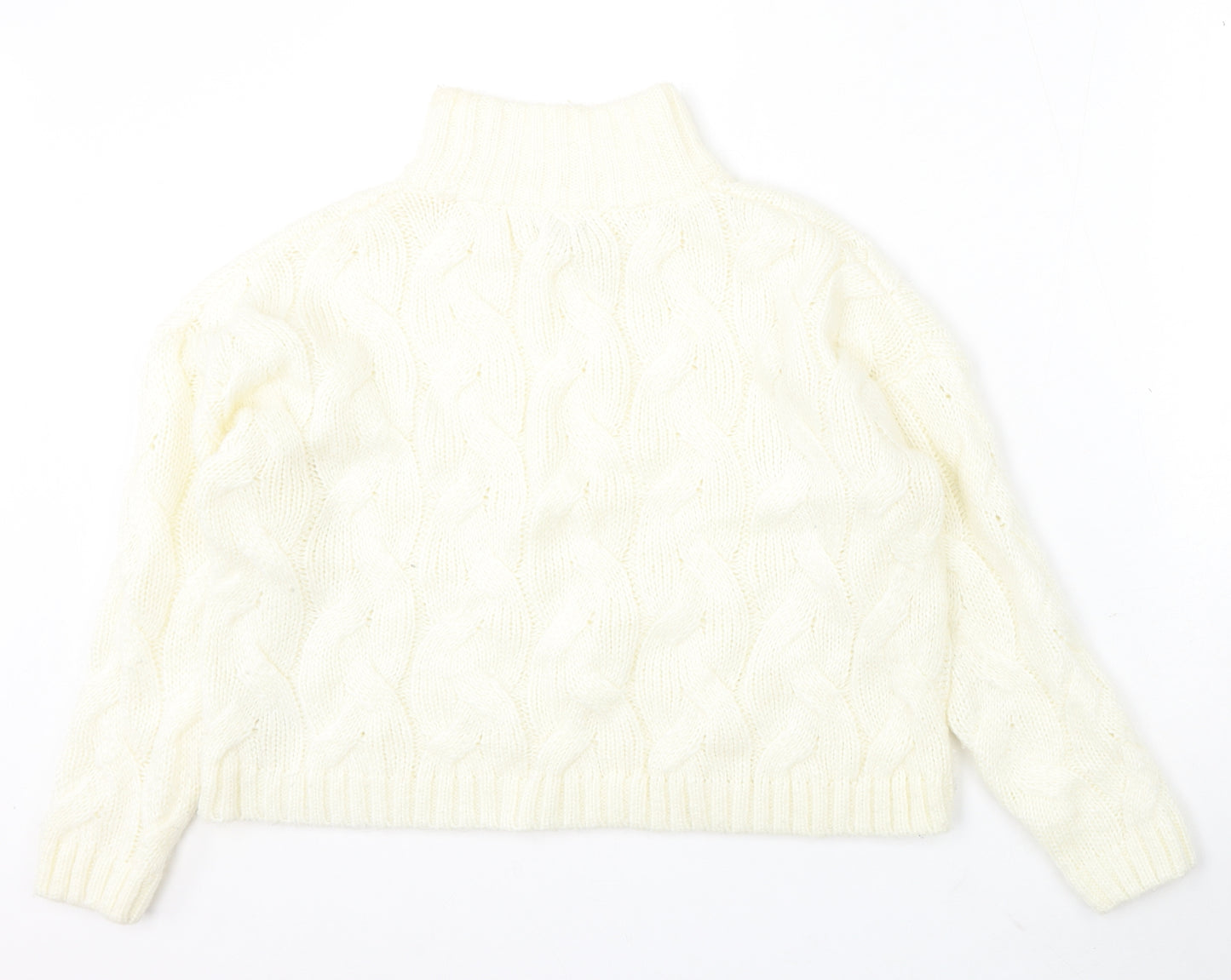 M&Co Womens Ivory Mock Neck Acrylic Pullover Jumper Size 12