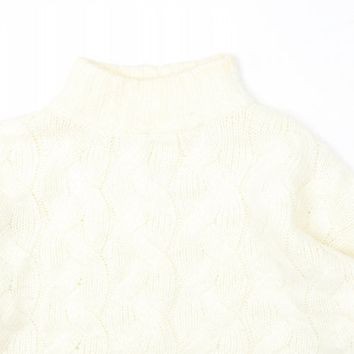 M&Co Womens Ivory Mock Neck Acrylic Pullover Jumper Size 12