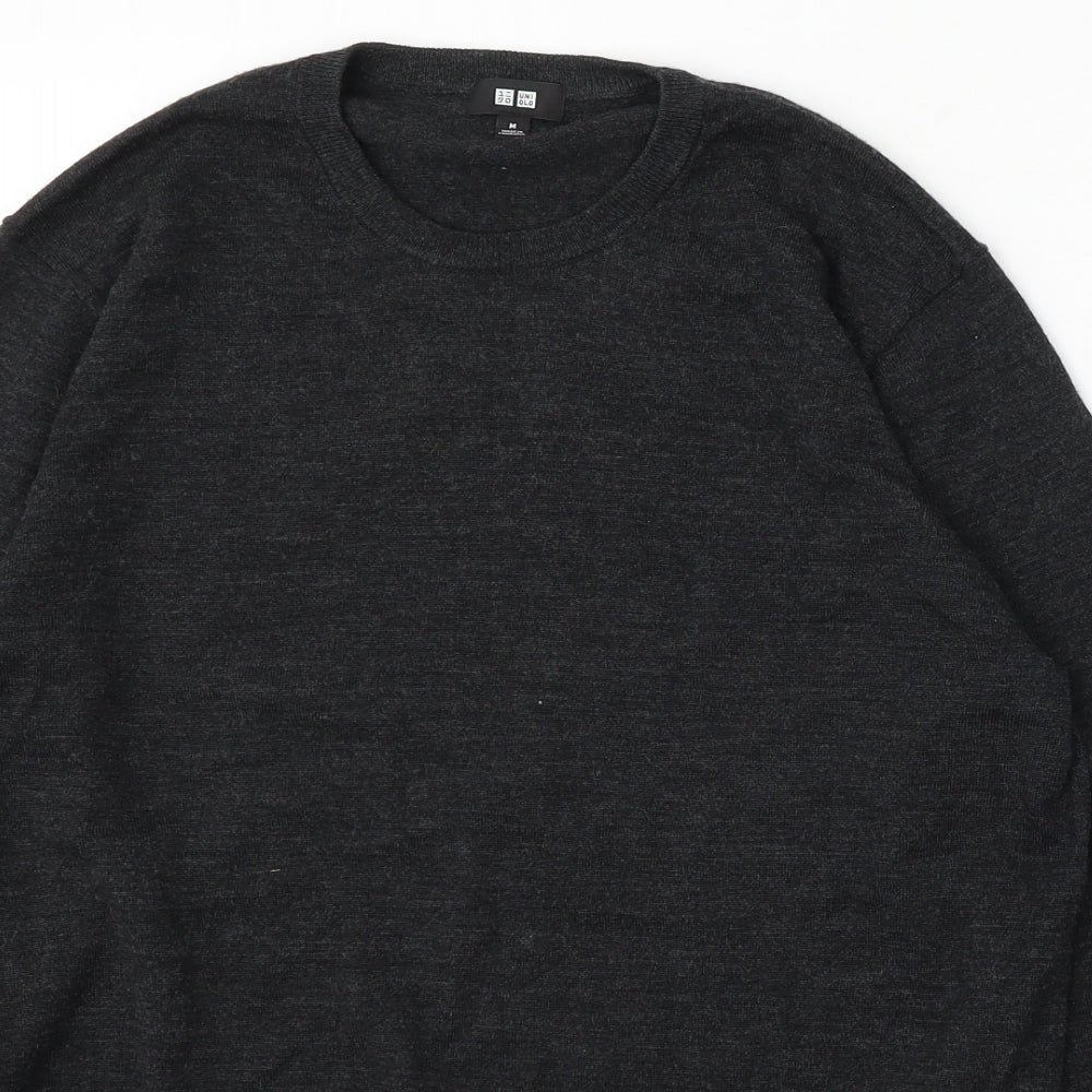 Uniqlo Mens Grey Round Neck Wool Pullover Jumper Size M