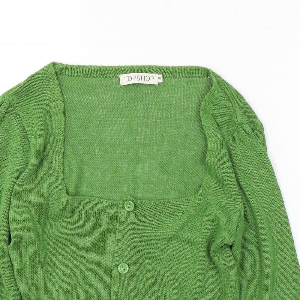 Topshop Womens Green Round Neck Acrylic Pullover Jumper Size 10