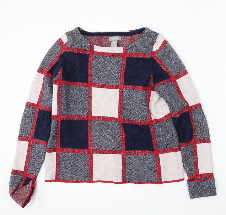 Kenar Womens Multicoloured Round Neck Check Polyester Pullover Jumper Size M