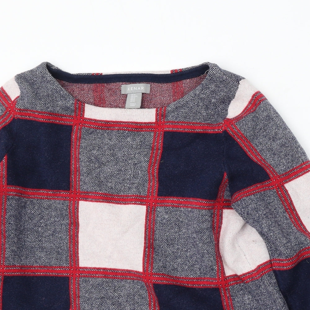 Kenar Womens Multicoloured Round Neck Check Polyester Pullover Jumper Size M
