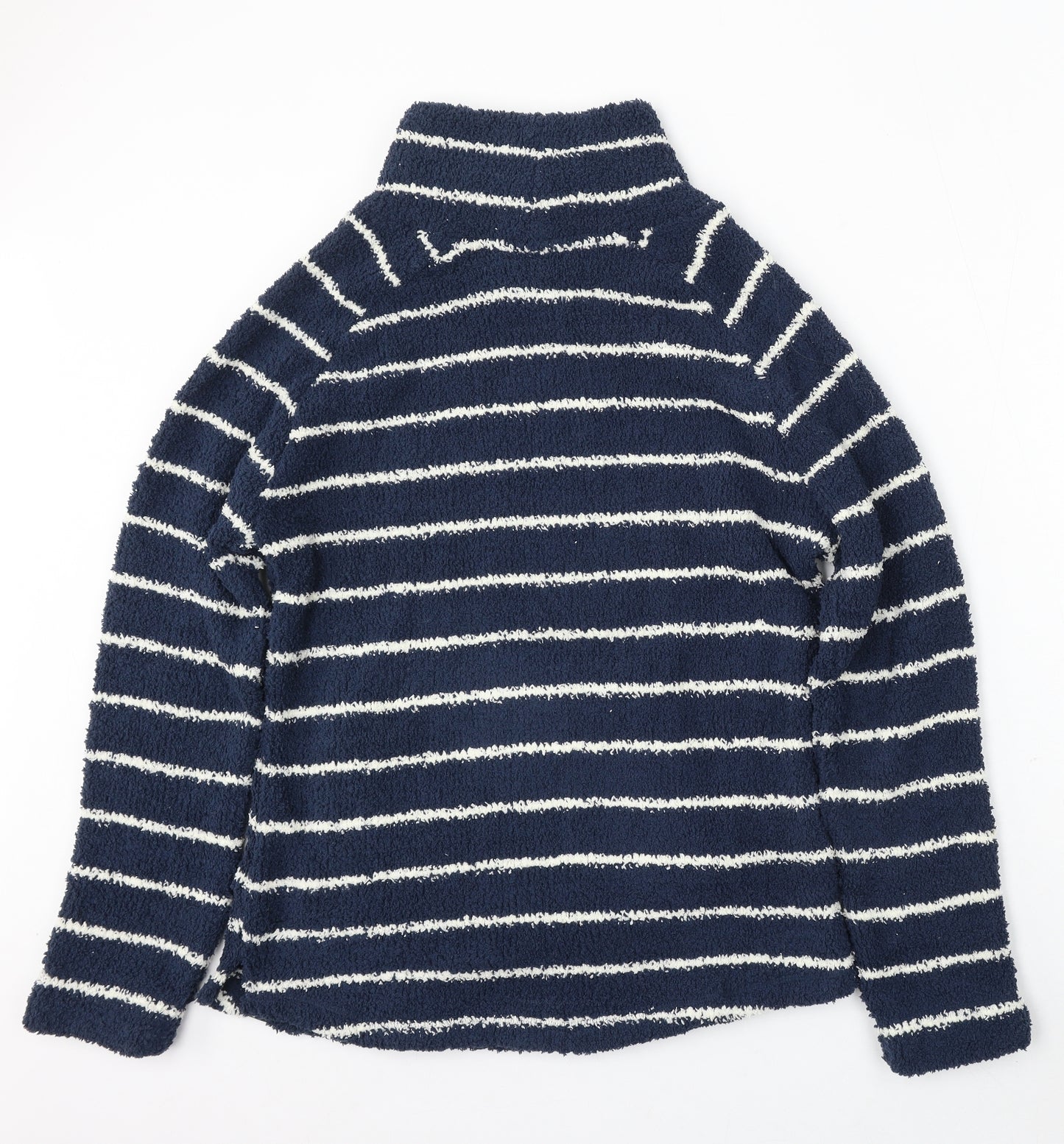 Weird Fish Womens Blue Mock Neck Striped Polyester Pullover Jumper Size 14