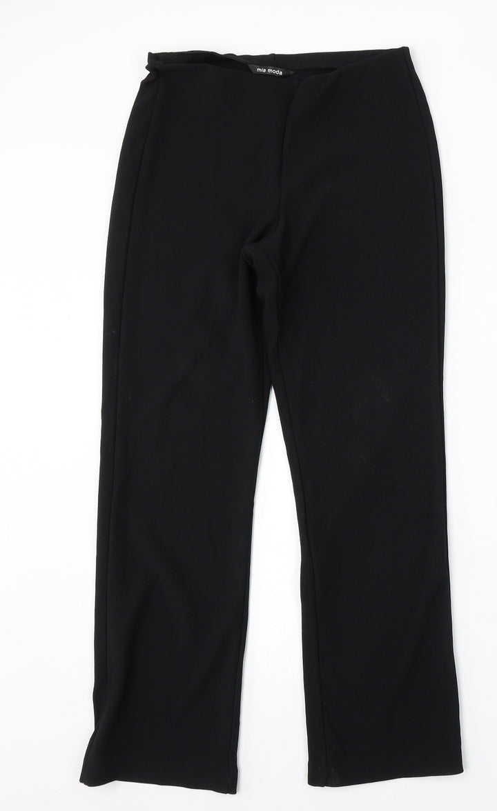 Mia Moda Womens Black Polyester Trousers Size 10 L29 in Regular