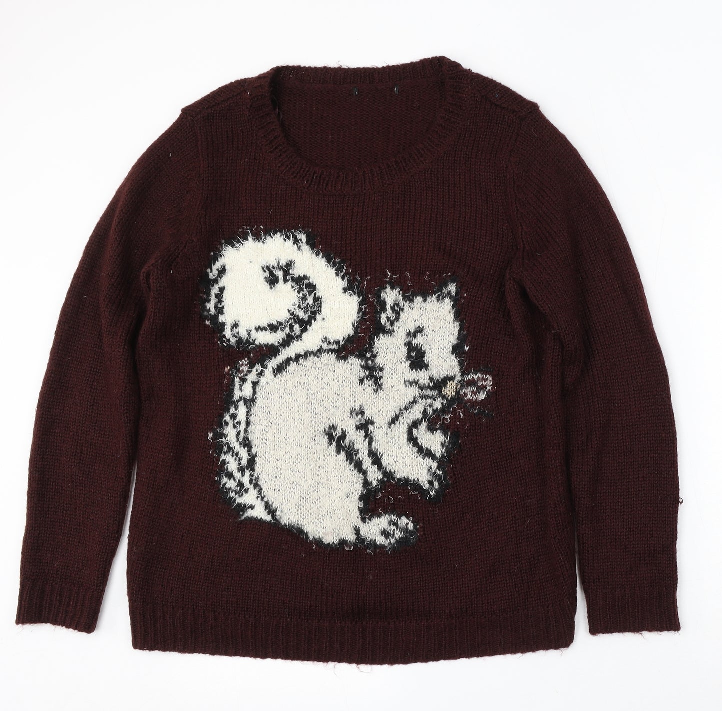 George Womens Brown Round Neck Acrylic Pullover Jumper Size 16 - squirrel