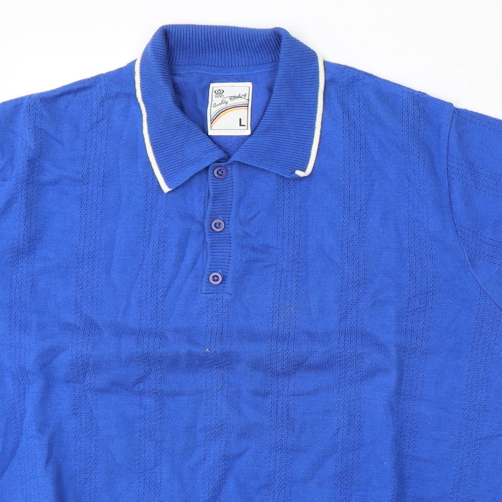 NEXT Womens Blue Cotton Basic Polo Size L Collared