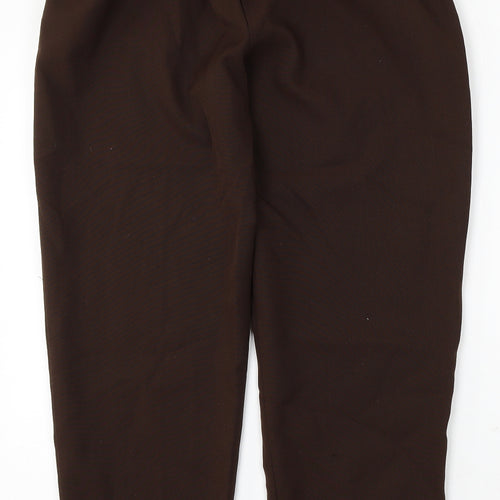 Preworn Womens Brown Polyester Trousers Size 14 L28 in Regular