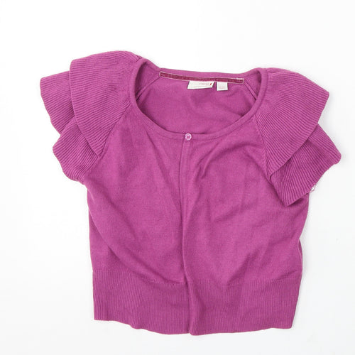 NEXT Girls Purple Round Neck Acrylic Cardigan Jumper Size 13 Years