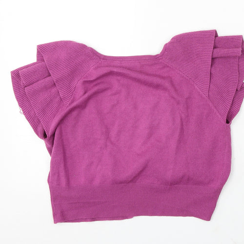 NEXT Girls Purple Round Neck Acrylic Cardigan Jumper Size 13 Years