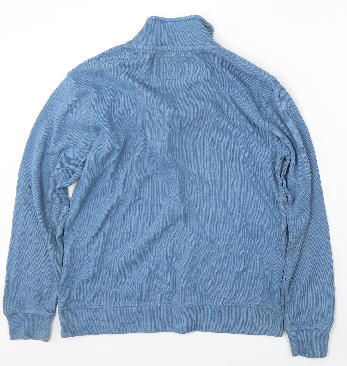 Sand Stone Mens Blue Mock Neck Cotton Pullover Jumper Size M