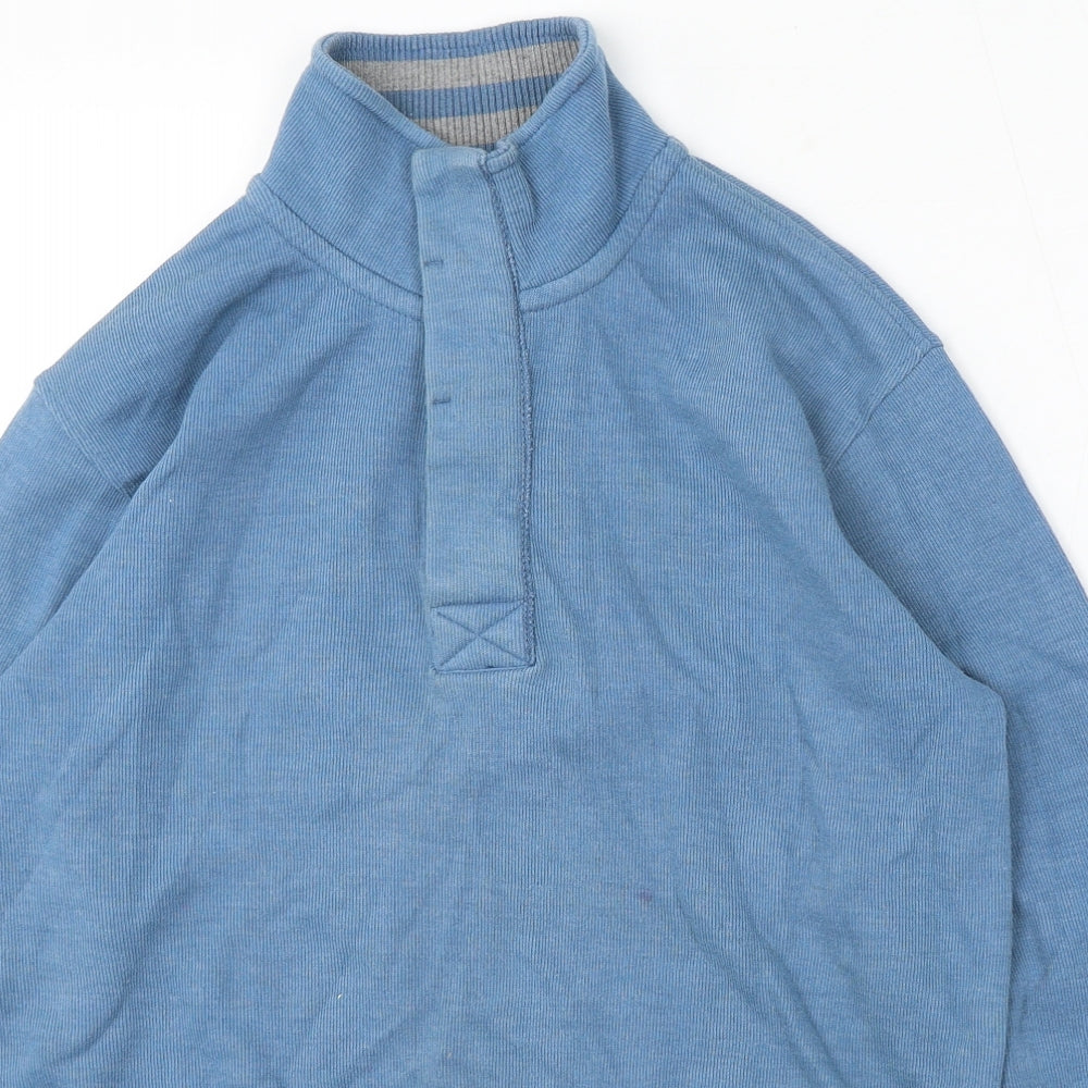 Sand Stone Mens Blue Mock Neck Cotton Pullover Jumper Size M