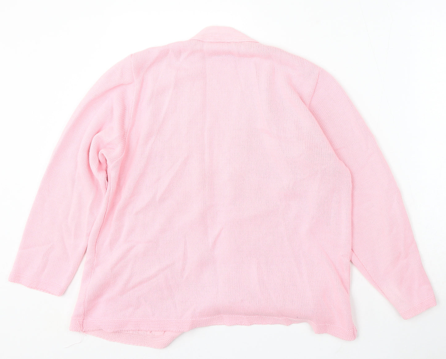 Florida Womens Pink V-Neck Acrylic Cardigan Jumper Size S