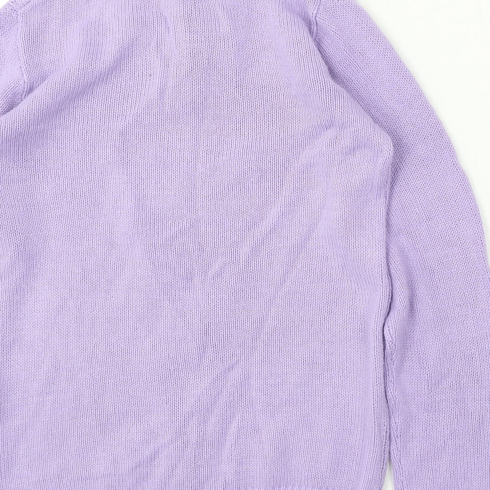 Isle Essentials Womens Purple Collared Cotton Pullover Jumper Size 10