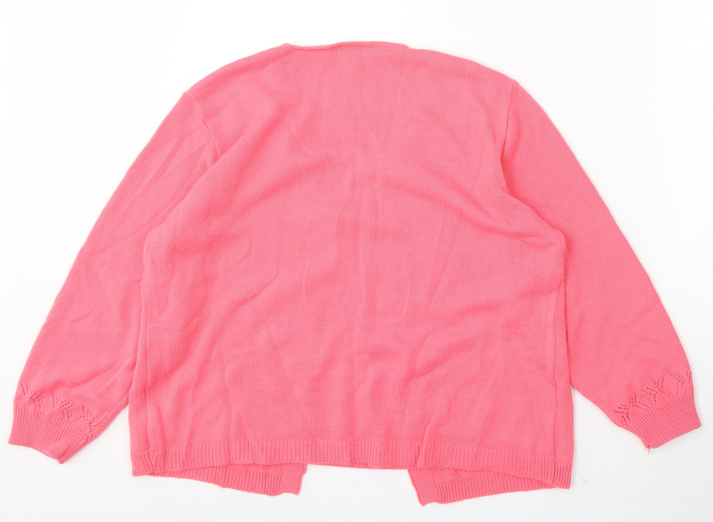 Florida Collection Womens Pink Round Neck Acrylic Cardigan Jumper Size M