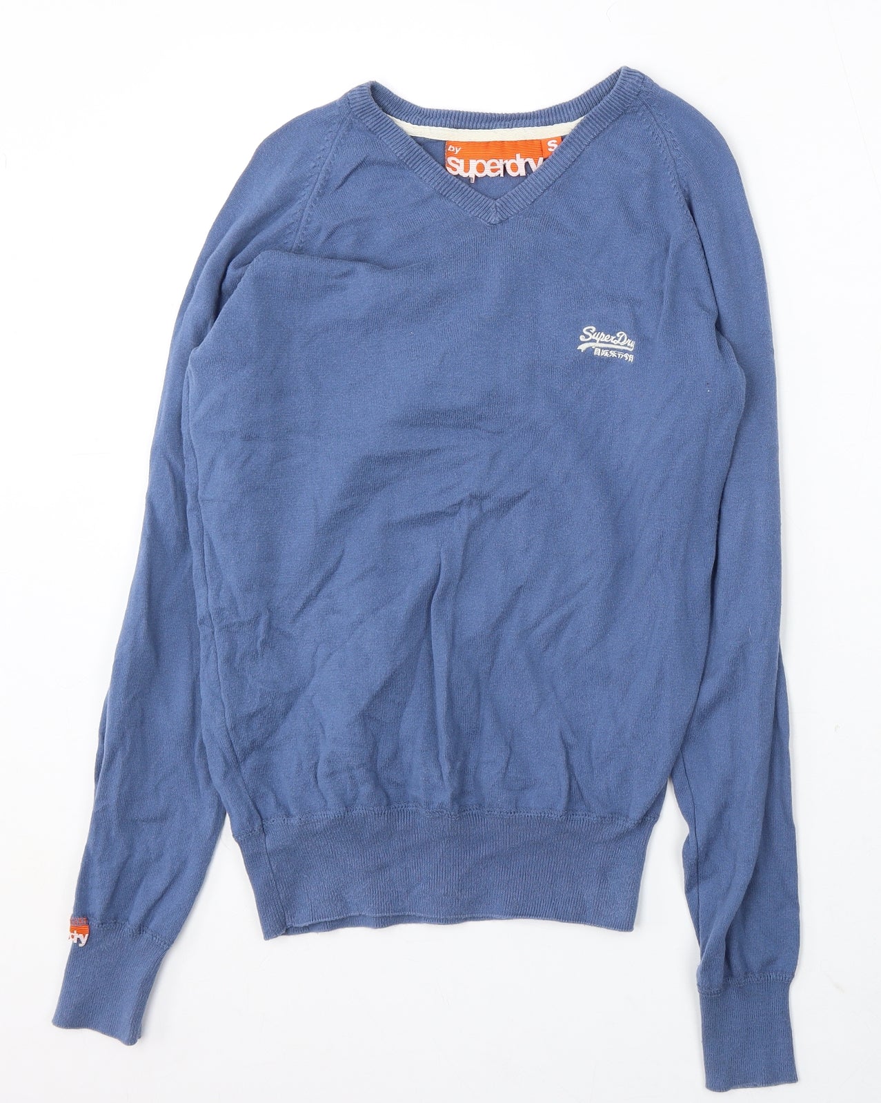Superdry Mens Blue V-Neck Acrylic Pullover Jumper Size S