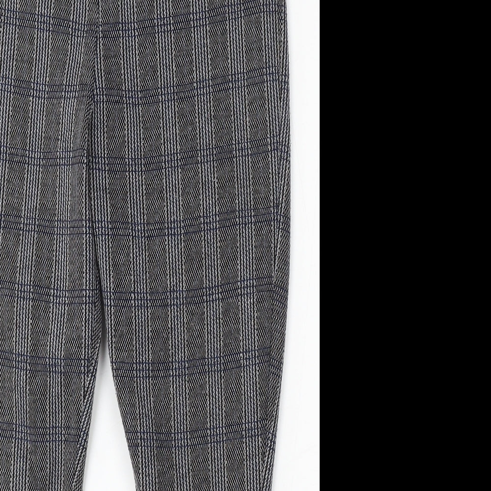 Papaya Womens Grey Plaid Polyester Trousers Size 14 L26 in Regular