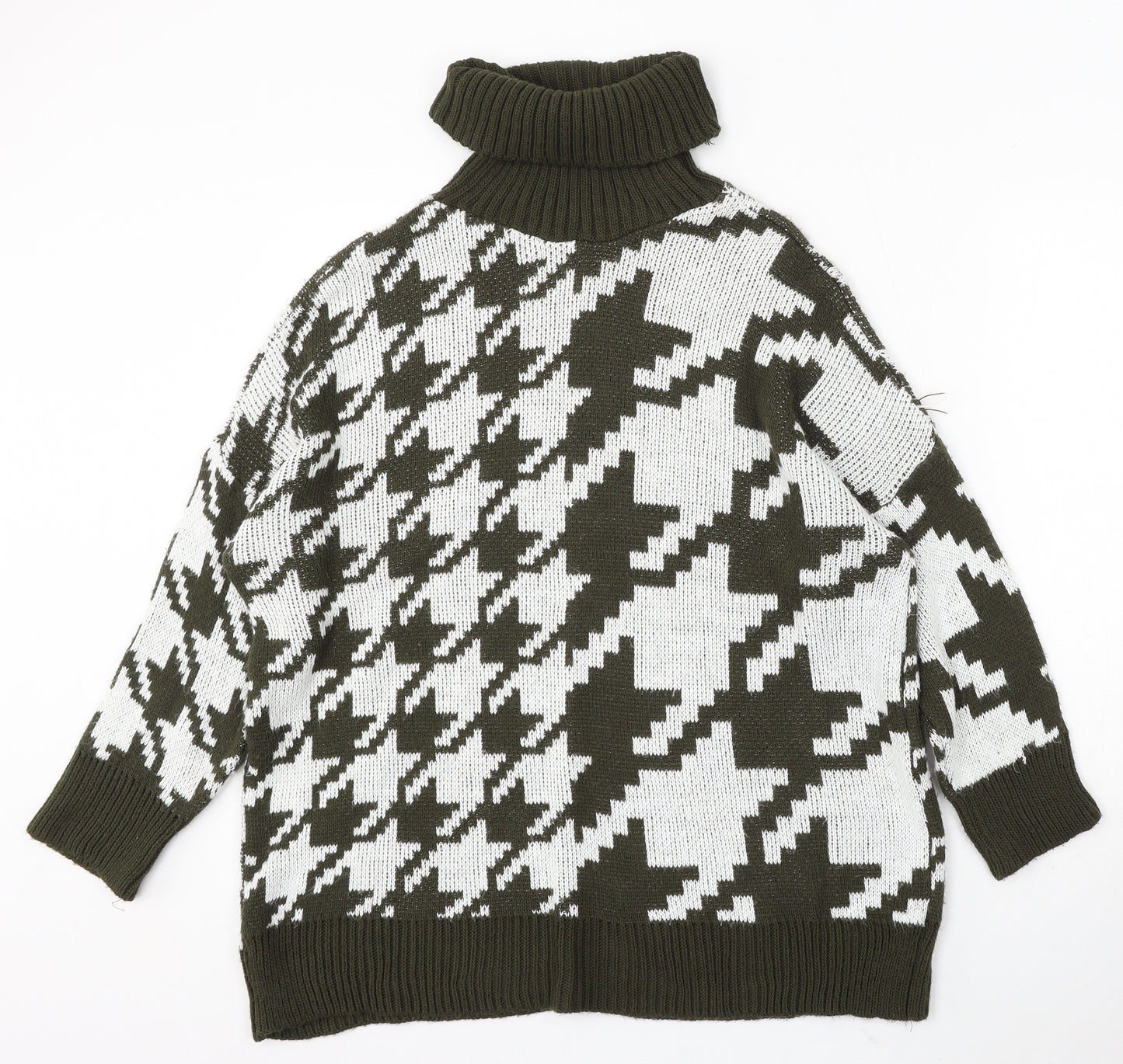 Preworn Womens Multicoloured Roll Neck Geometric Acrylic Pullover Jumper Size M