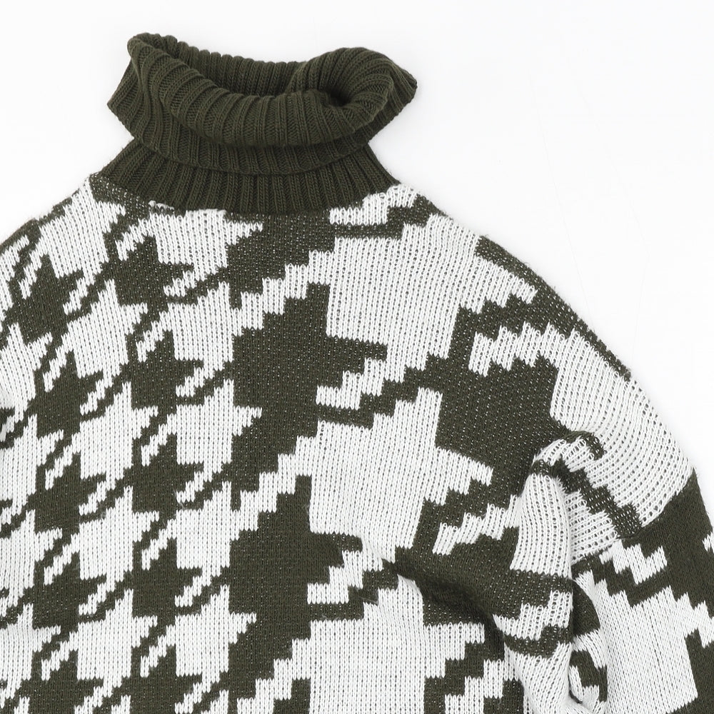 Preworn Womens Multicoloured Roll Neck Geometric Acrylic Pullover Jumper Size M