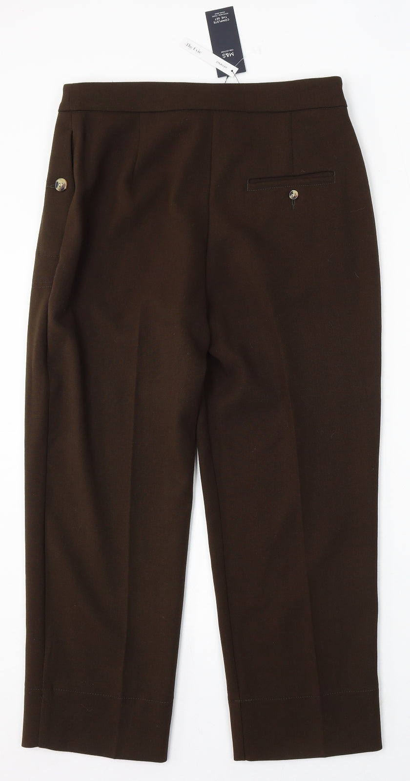 Marks and Spencer Womens Green Polyester Trousers Size 12 L25 in Regular