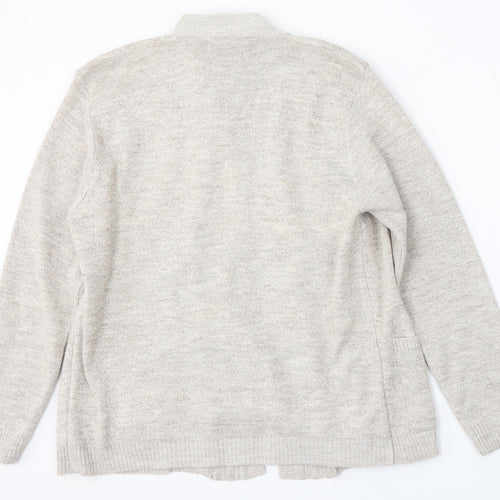 Glimpse Womens Beige V-Neck Acrylic Cardigan Jumper Size S
