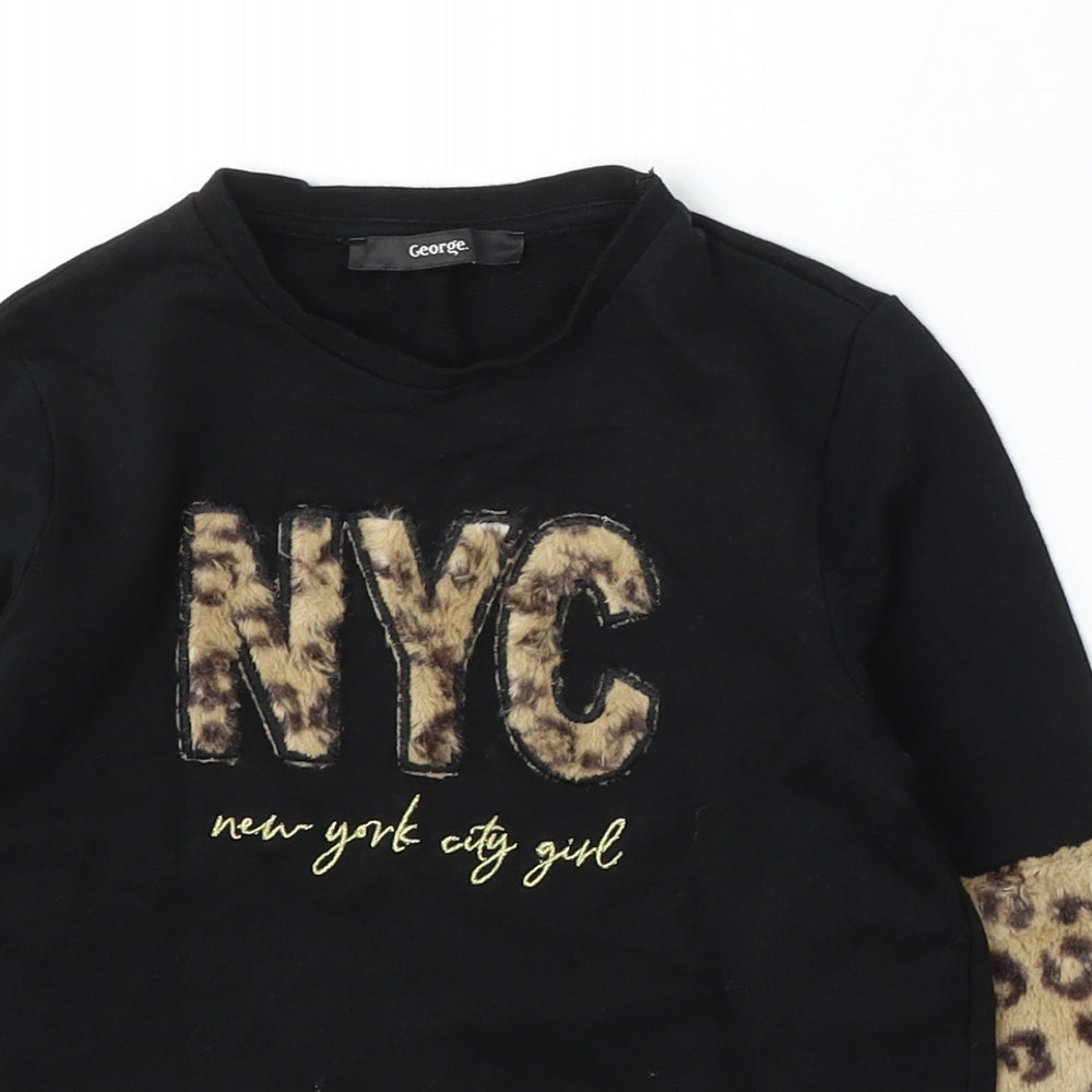 George Boys Black Cotton Pullover Sweatshirt Size 5-6 Years