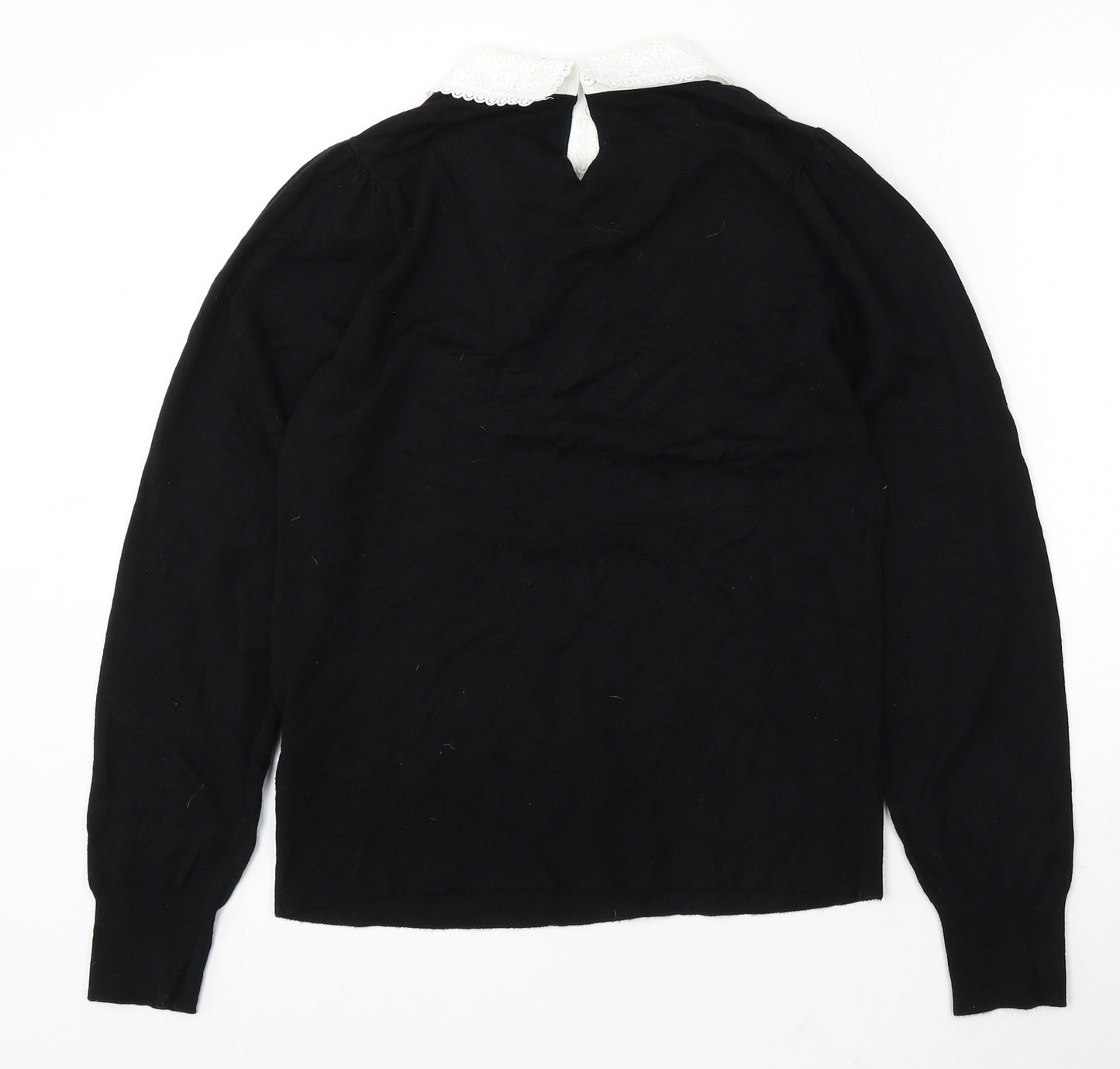Oasis Womens Black Collared Viscose Pullover Jumper Size M