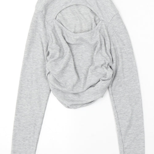 Boohoo Womens Grey Mock Neck Polyester Pullover Jumper Size 10