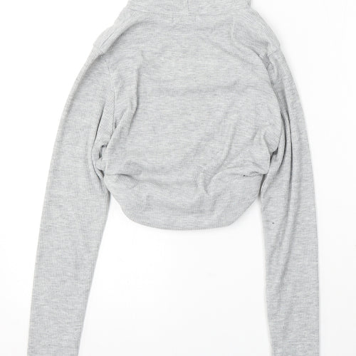 Boohoo Womens Grey Mock Neck Polyester Pullover Jumper Size 10