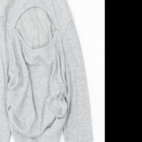 Boohoo Womens Grey Mock Neck Polyester Pullover Jumper Size 10