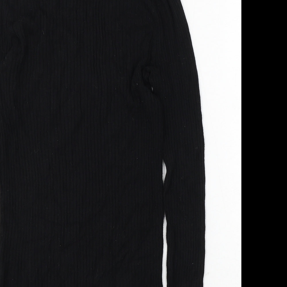 F&F Womens Black Roll Neck Viscose Pullover Jumper Size 6